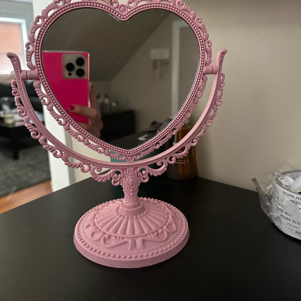 NIB Pink Heart Mirror